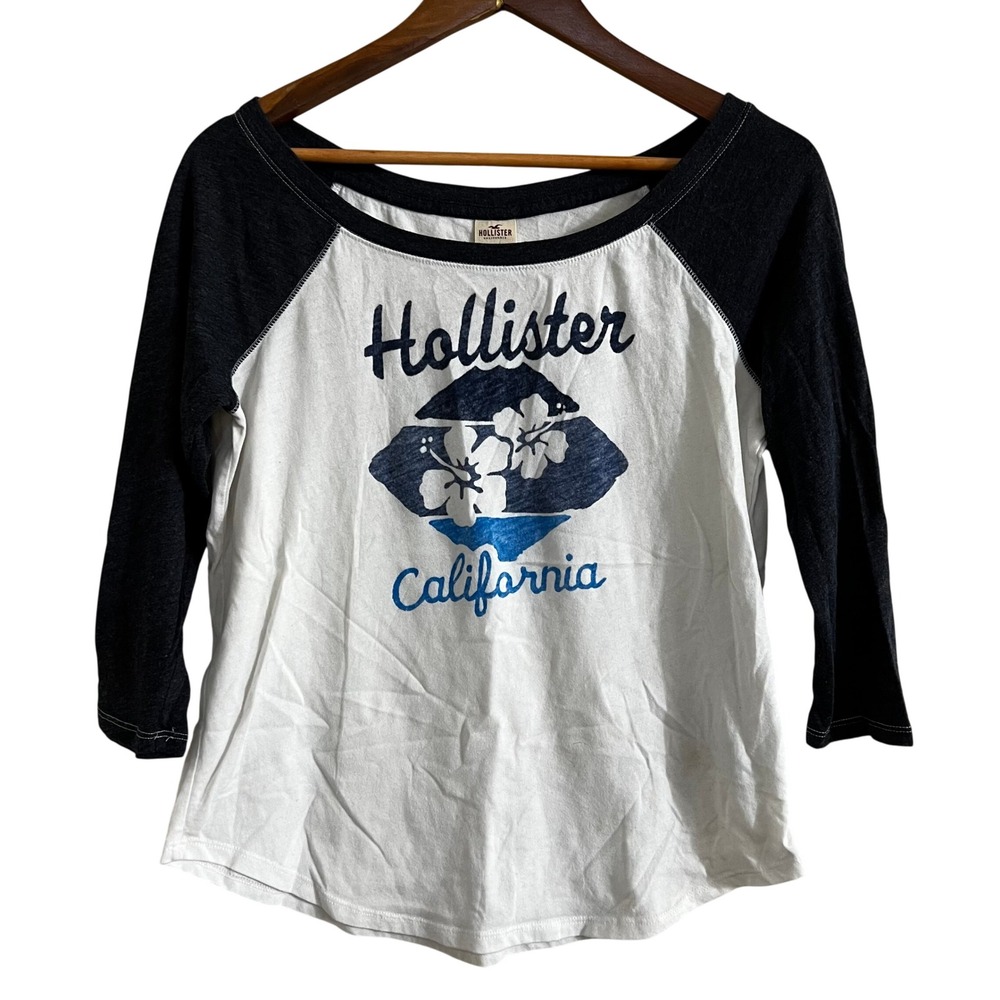 Hollister California‎ M Raglan Graphic Shirt 3/4 Sleeve Y2K